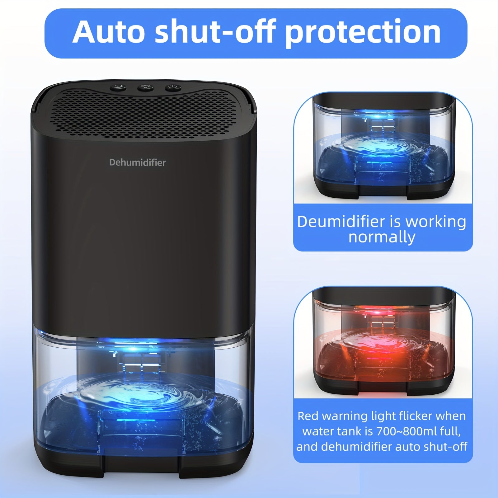 Compact 35oz Home Dehumidifier with Quiet Operation and 7-Color LED Lights