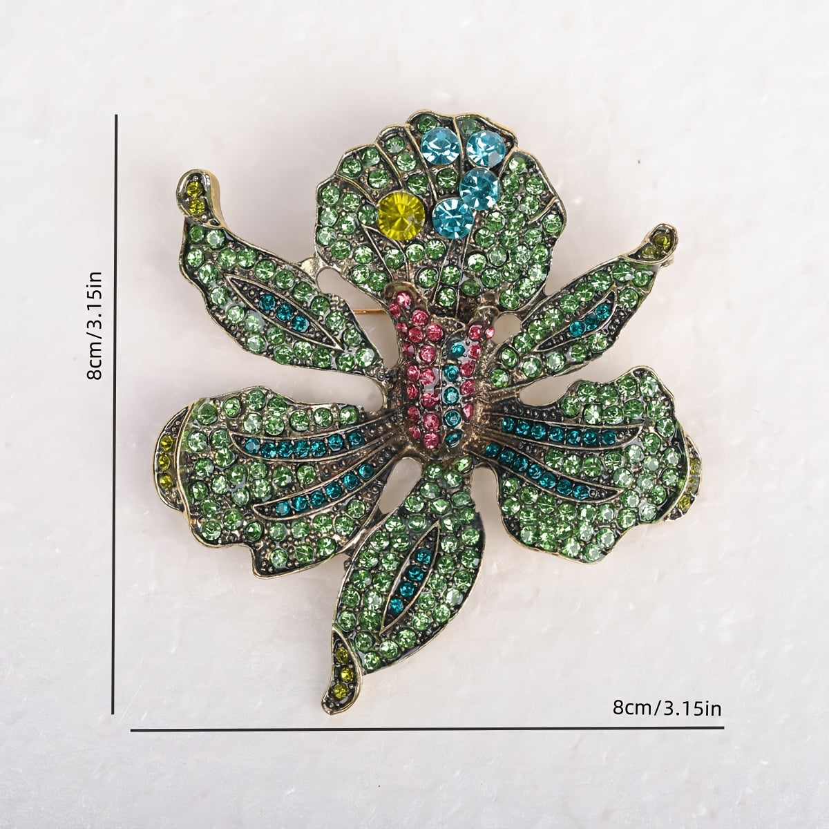 Vintage Peony Flower Brooch Rhinestone Alloy Jewelry for Women