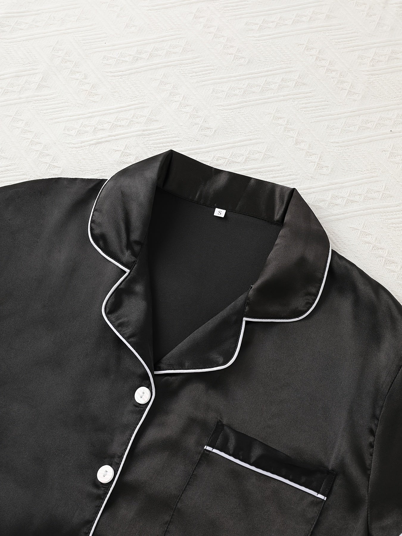 Adult Satin Solid Color Double Shorts Pajama Set