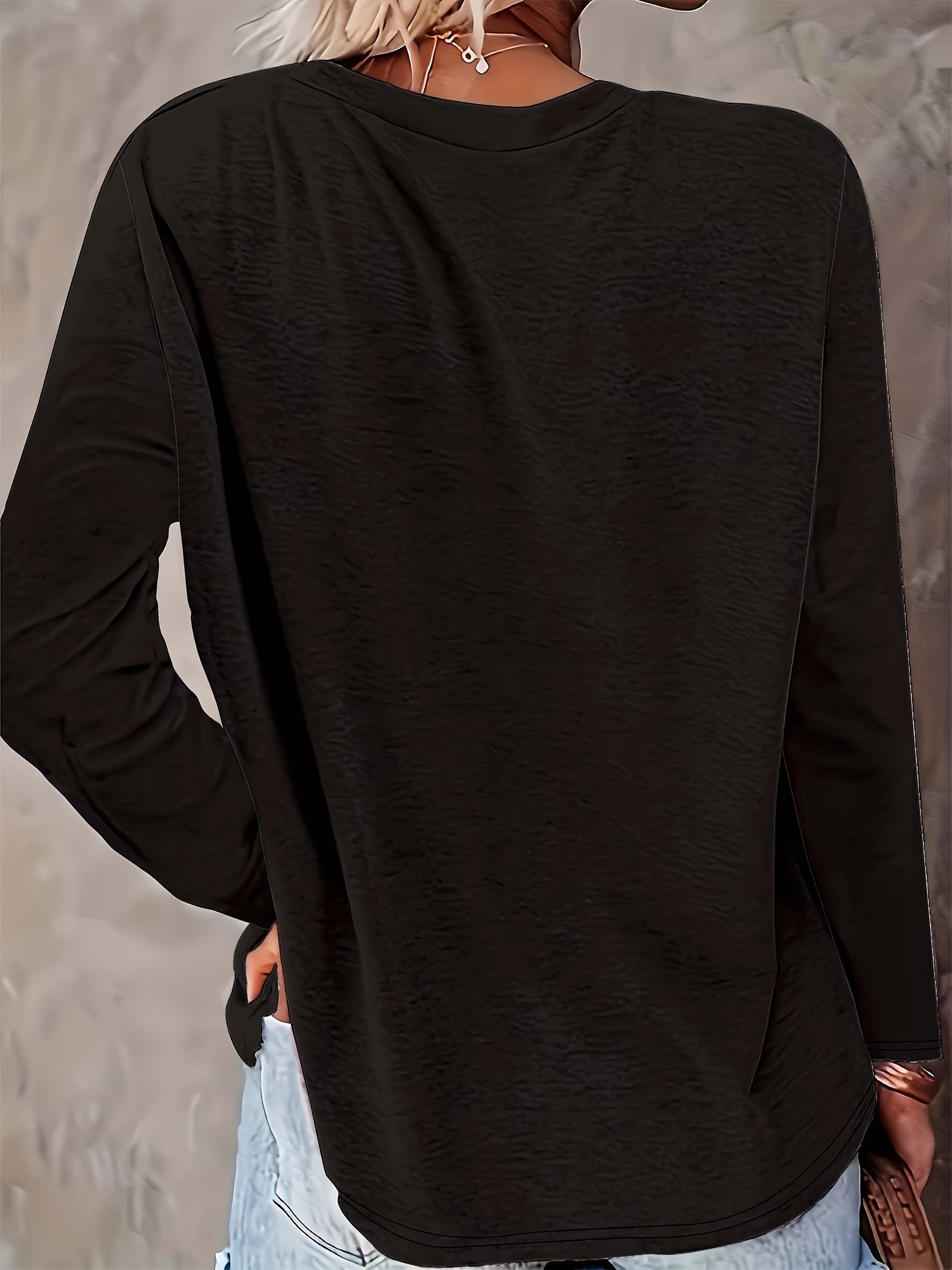 Plus Size Long Sleeve T-Shirt Polyester Knit Heart Pattern Crew Neck Spring Fall