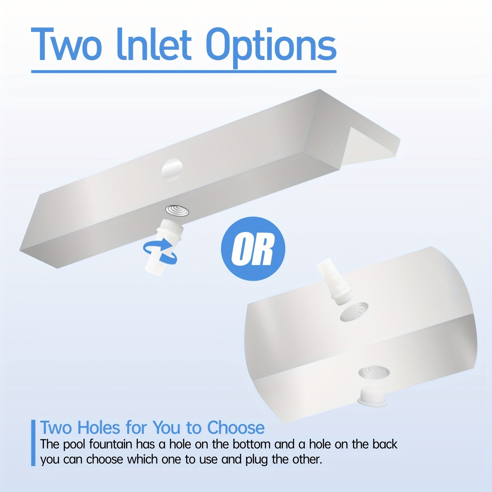 304 zanglamaydigan po'latdan yasalgan suv toshqini uchun hovuzlar va bog'lar uchun, yoritgichsiz, turli o'lchamlarda