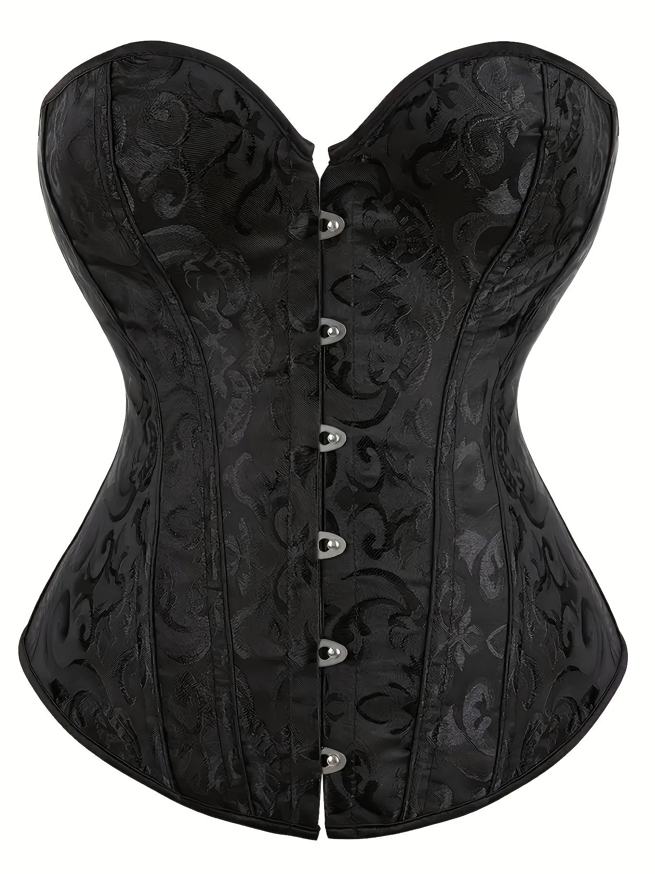Women's Jacquard Floral Corset Bustier Tummy Control Shapewear with Lace-Up Buckle