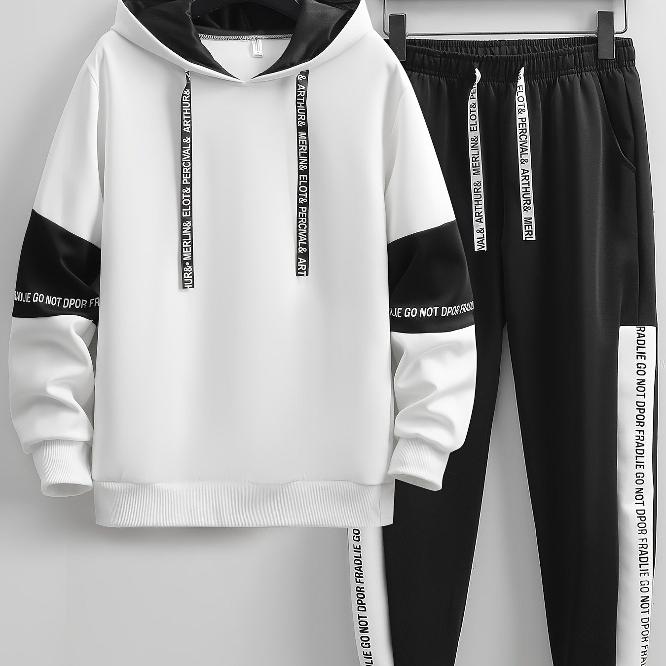 Men's Patchwork Hooded Sweatsuit Polyester Spandex Knit Spring Fall Athletic Set