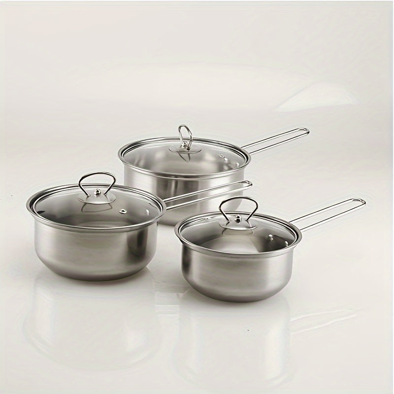 Набор кухонной утвари из нержавеющей стали, 6 предметов, с фритюрницей, молочным горшком, кастрюлей для тушения