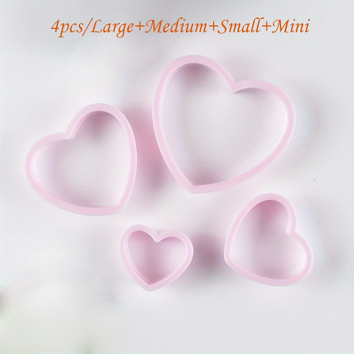Pink Heart Shaped Cookie Cutters Set Plastic Love Pastry Cutter Biscuit Molds Baking Tools