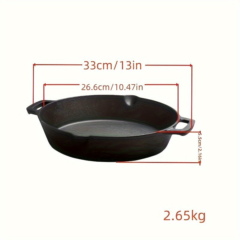 Thickened Cast Iron Skillet 26cm Dual Handles Non-Stick Oven Safe Induction