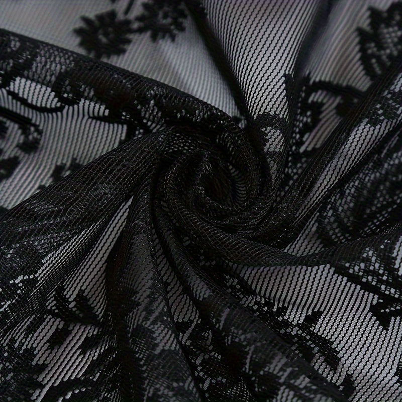 Single Panel Lace Flower Grommet Top Curtains for Living Room Bedroom Office