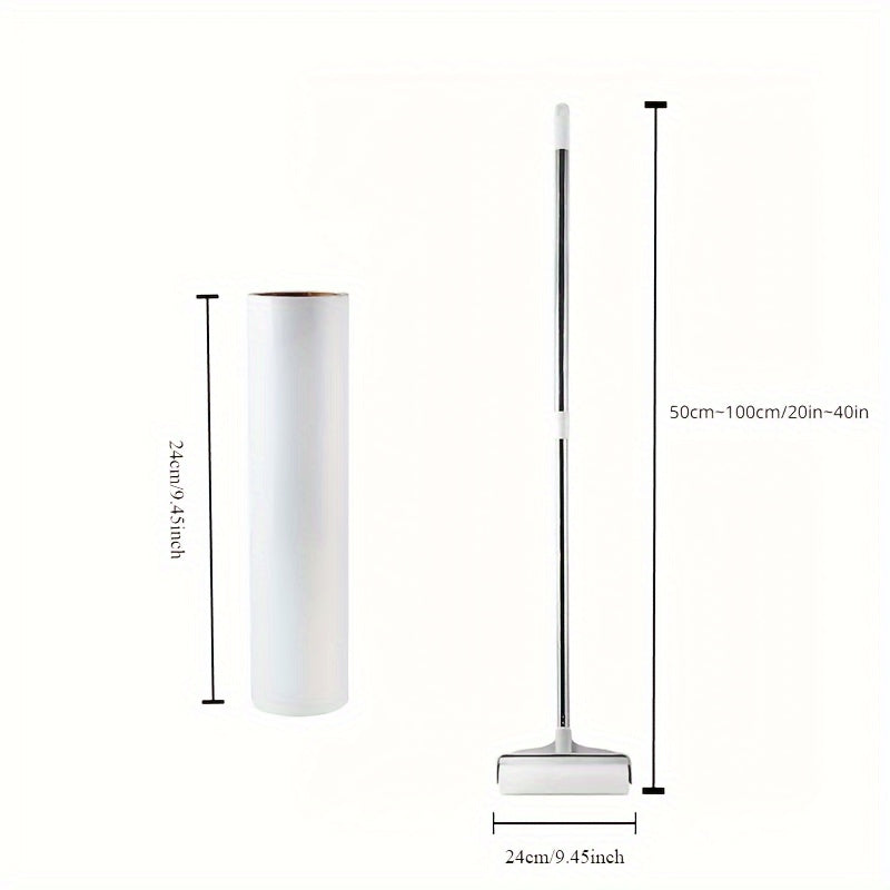 Telescopic Long Rod Dust Brush Set with Paper Rolls and Dust Cover