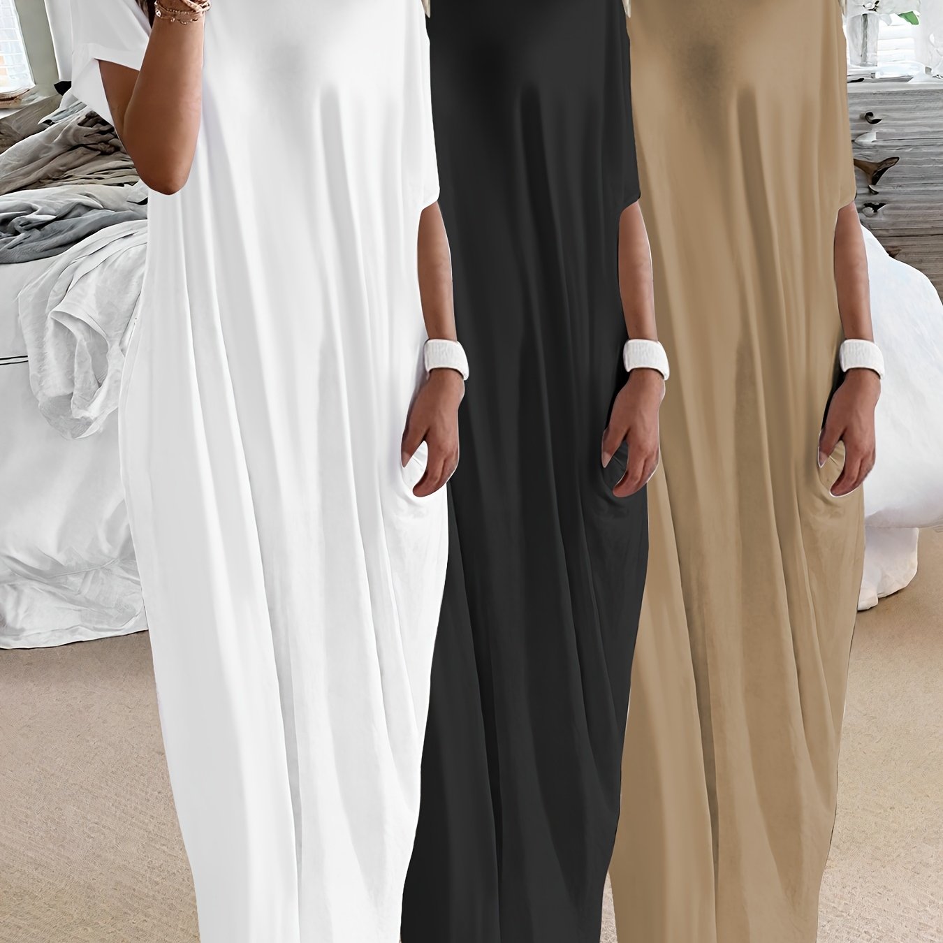 Women's Plus Size Athletic Dresses Sleeveless Flowy Stretchy Fabric Pack of 3