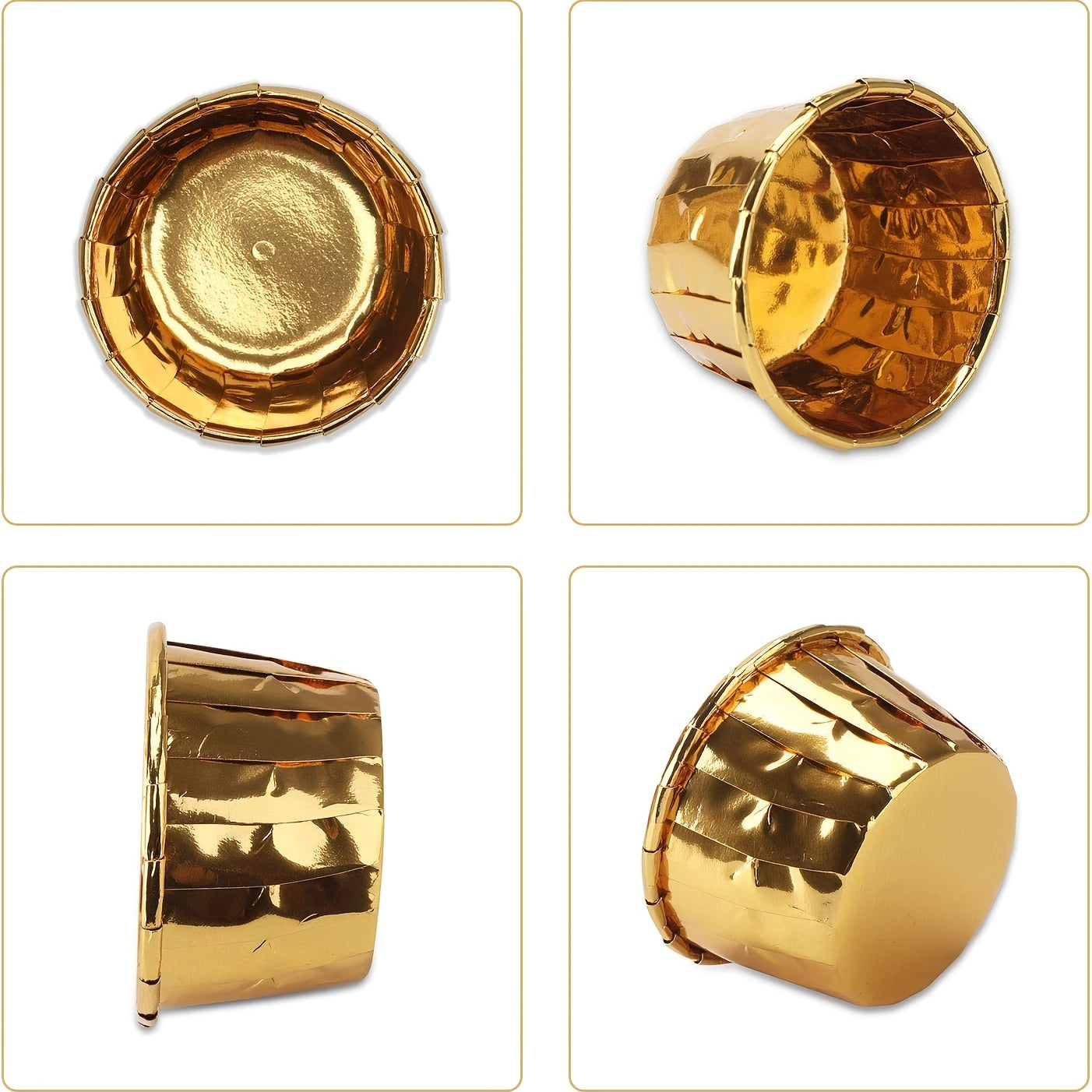 50 unidades de moldes de papel dorados desechables para hornear y servir