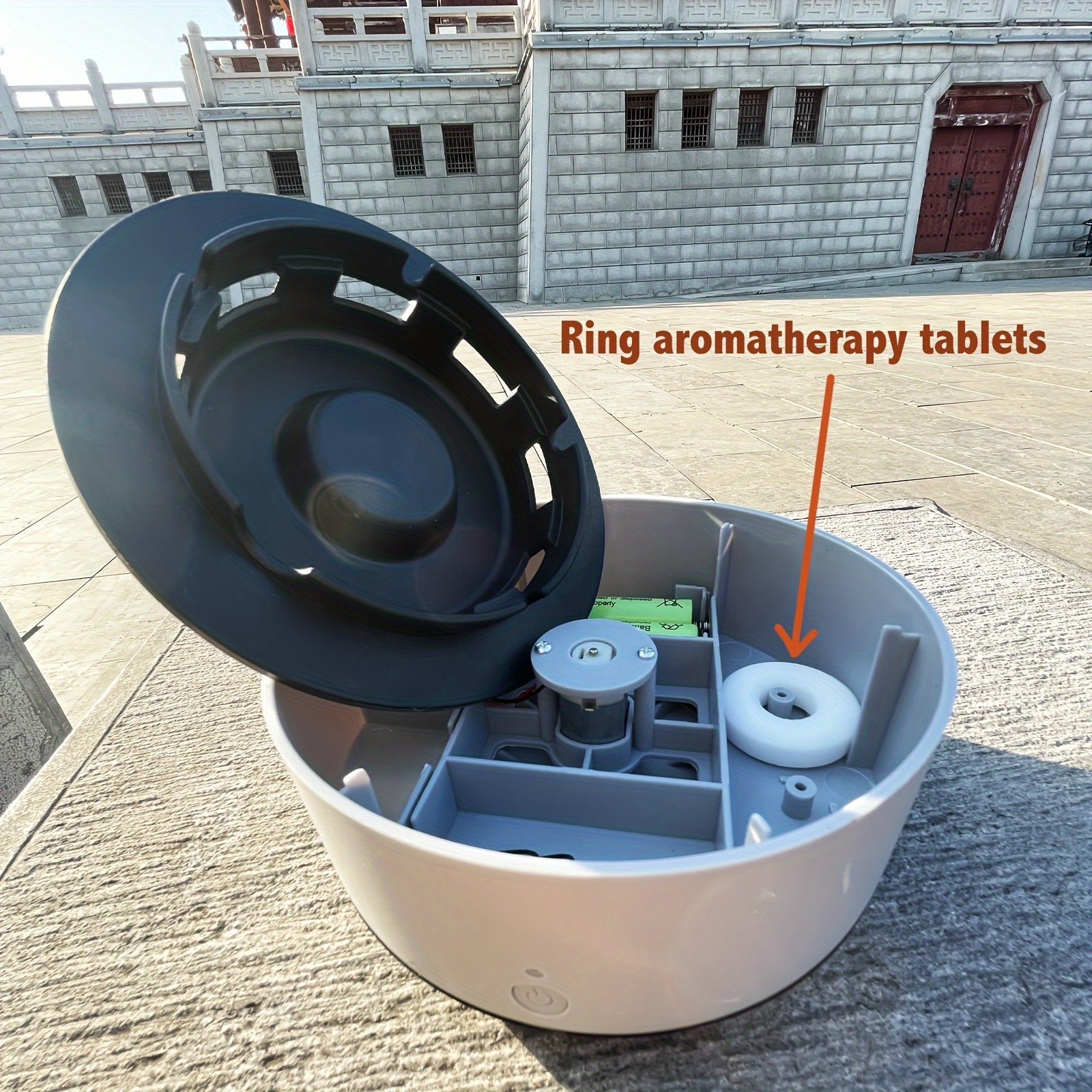 Wood Round Air Purification Ashtray with Aromatherapy Tablets and Replaceable Filter Fabric