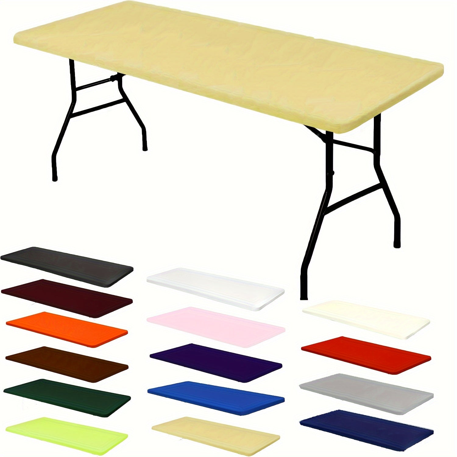 Rectangular Polyester Tablecloth with Elastic Edges for Outdoor Events and Parties