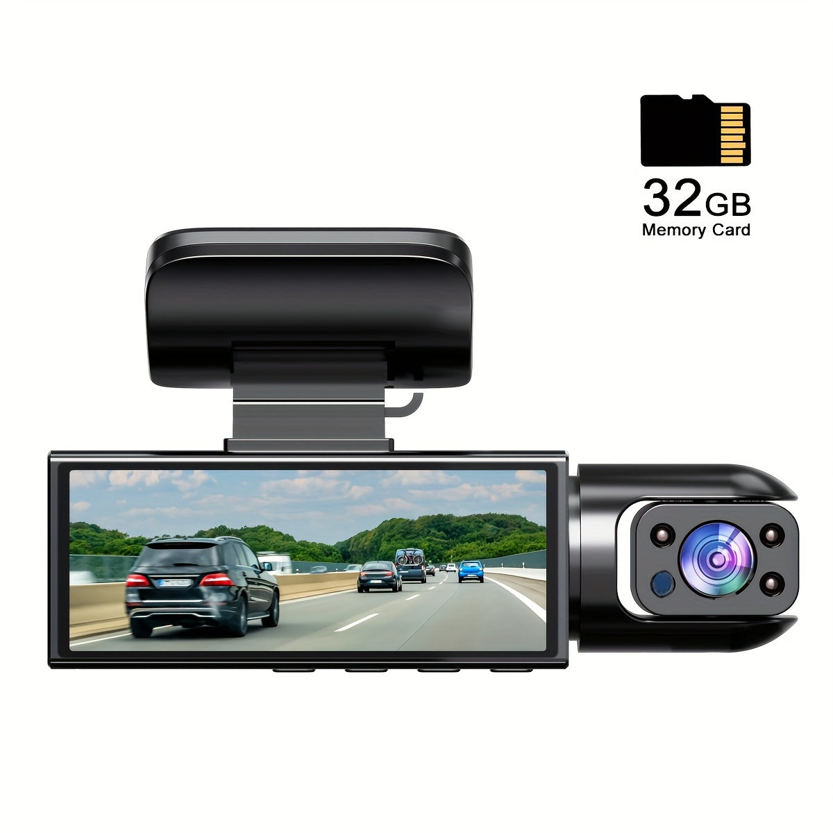 Dual Camera Car Dash Cam 1080P Night Vision Loop Recording Wide Angle 8.03cm IPS Screen