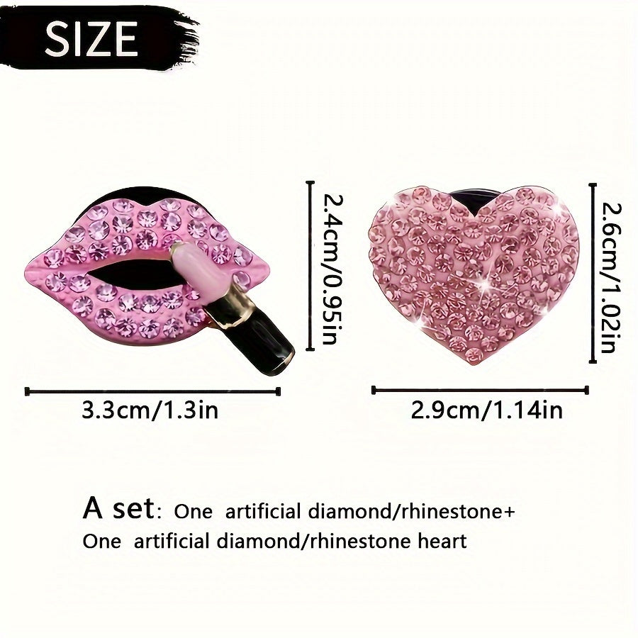 2pcs Car Aromatherapy Clip Rhinestone Heart Air Conditioner Perfume Decoration