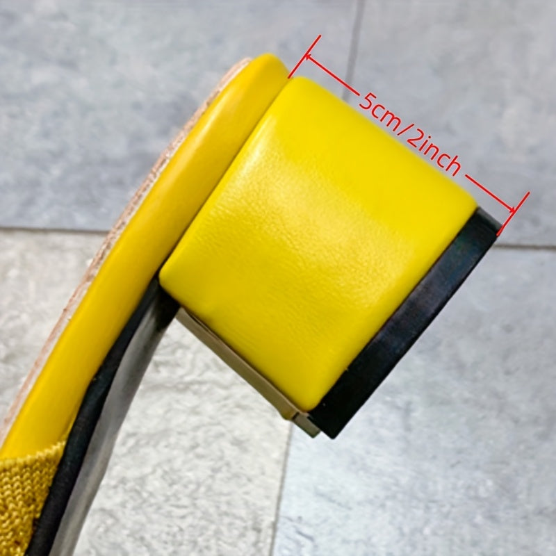 Women's Summer Knit Slip-On Sandals Mid-Heel Wedge Stylish Comfortable