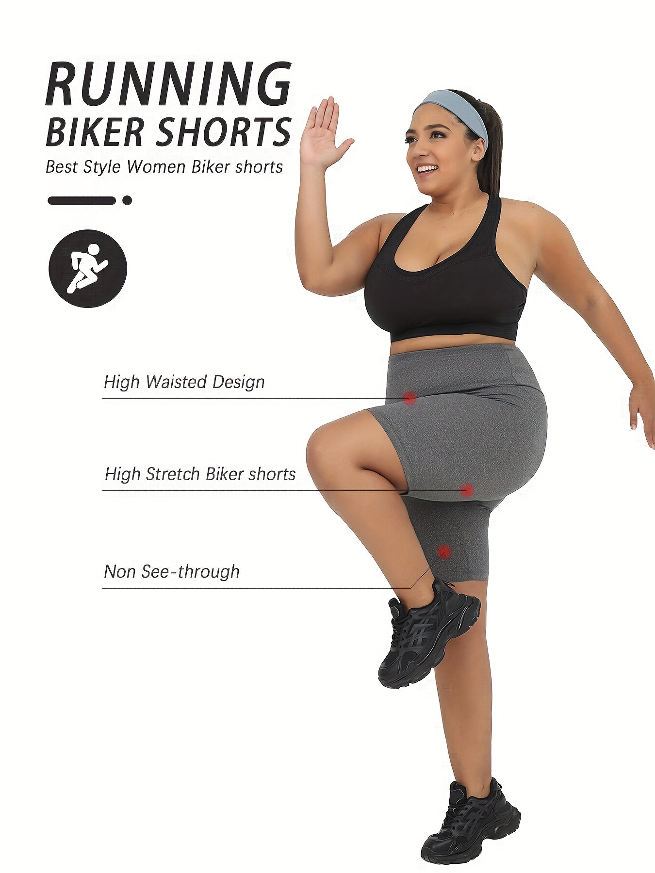Plus Size Women's High Waisted Biker Shorts Athletic Yoga Running Outdoor