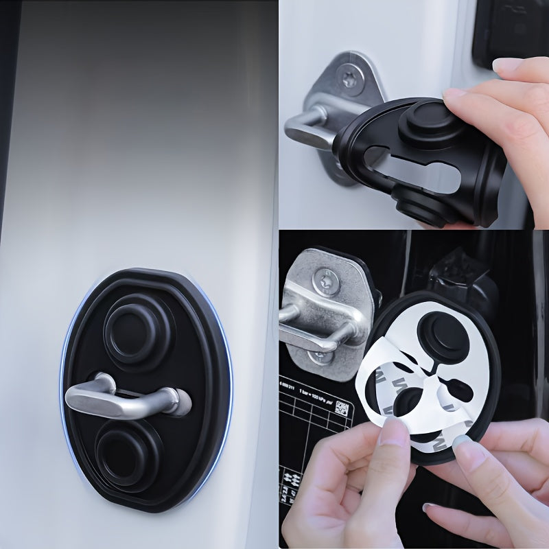 Silicone Car Door Lock Protection Pads Scratch-Resistant Door Threshold Covers Black