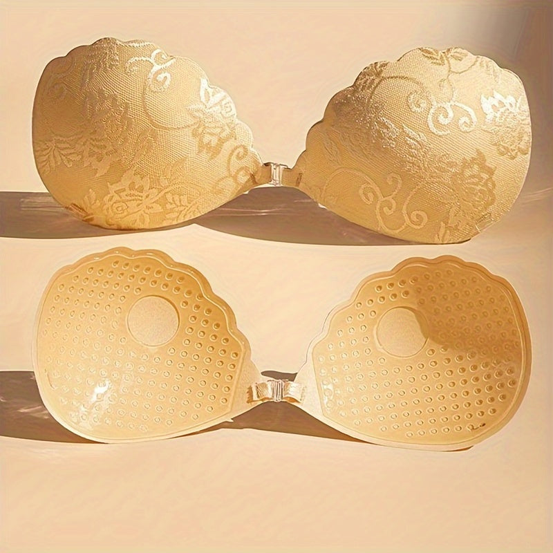 Women’s Seamless Strapless Push-Up Bra Wireless Support Semi-Sheer Polyester