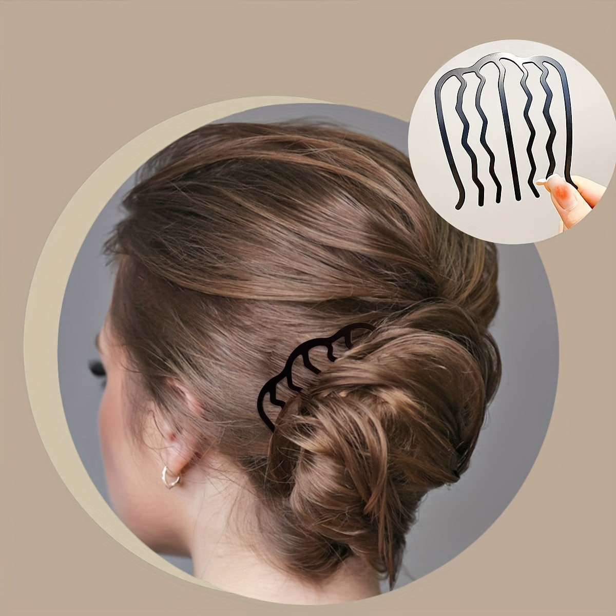 Women Plastic Hair Combs Set U Shape Hair Fork Clips for Updo Bun Black