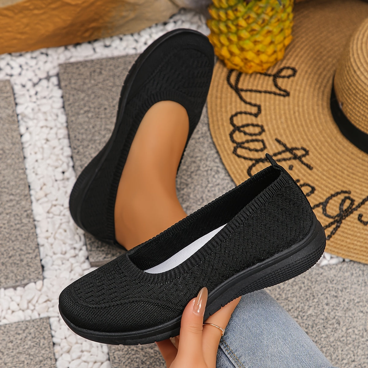 Women’s Slip-On Sock Sneakers Light Blue Casual Athletic Shoes