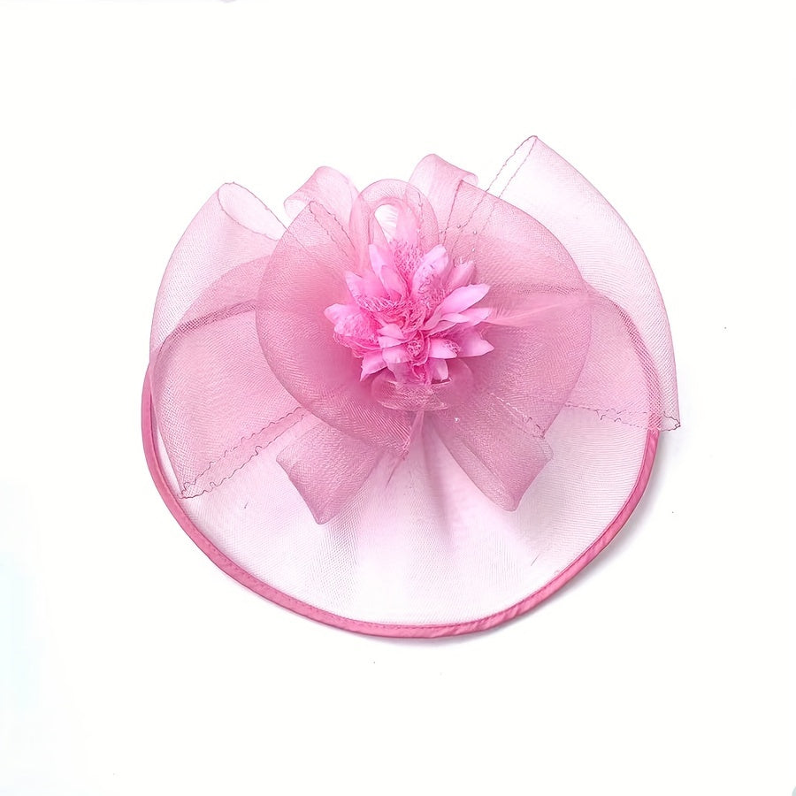 Women's Elegant Fascinator Flower Headband with Hair Clip Pillbox Hat for Cocktail Tea Party