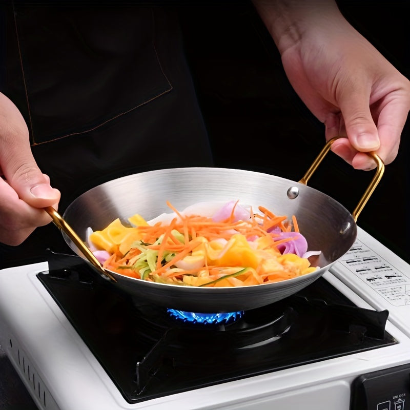 Wok de acero inoxidable duradero con recubrimiento antiadherente para cocinas de gas y cocina en casa