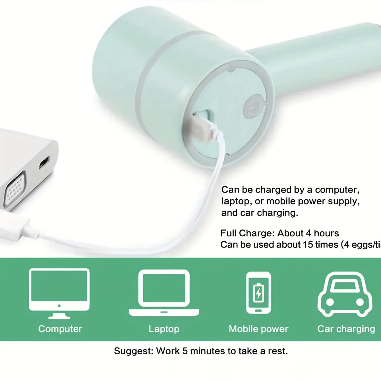 Electric Garlic Masher Hand Mixer Egg Beater Multifunctional Kitchen Tool