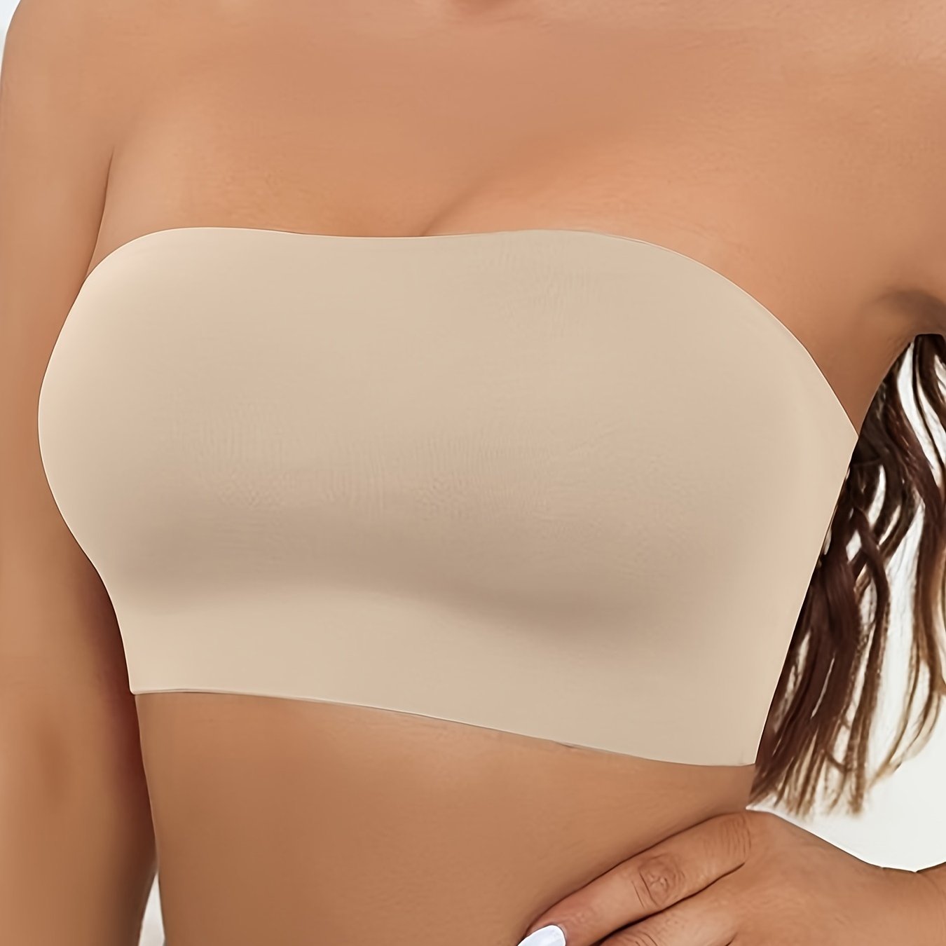 Women’s Seamless Strapless Wireless Bandeau Bra with Push-Up Support