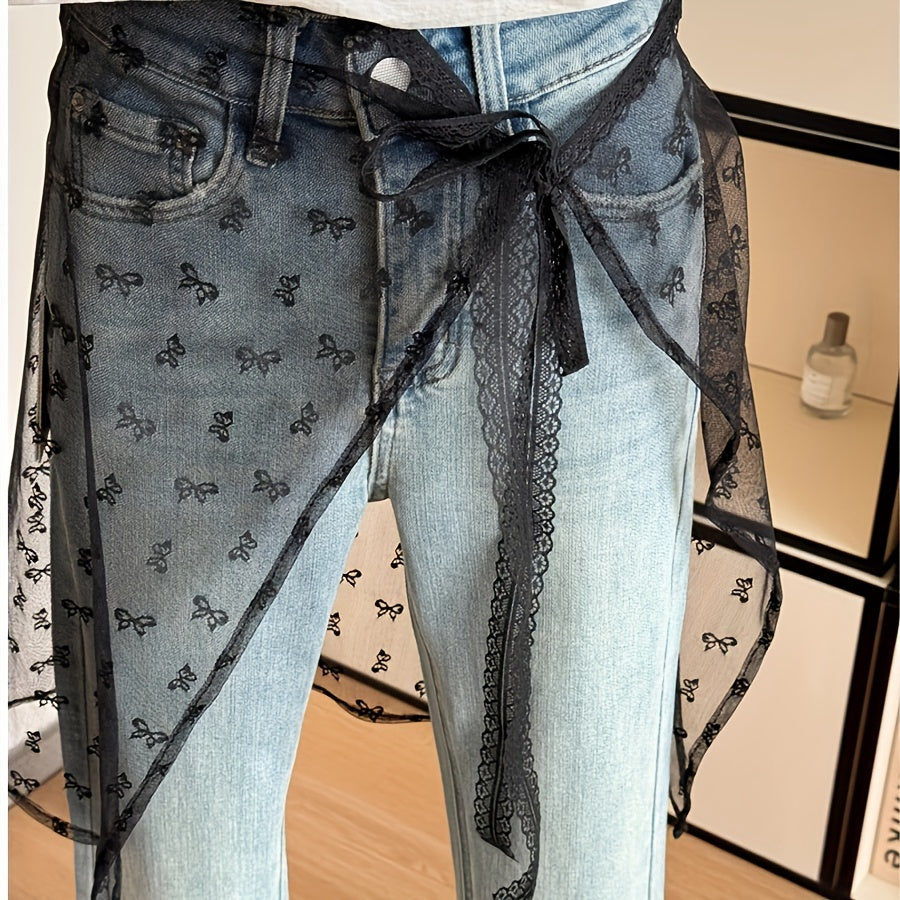 Unisex Midi Skirt Apron with Adjustable Lace Shirt Extender