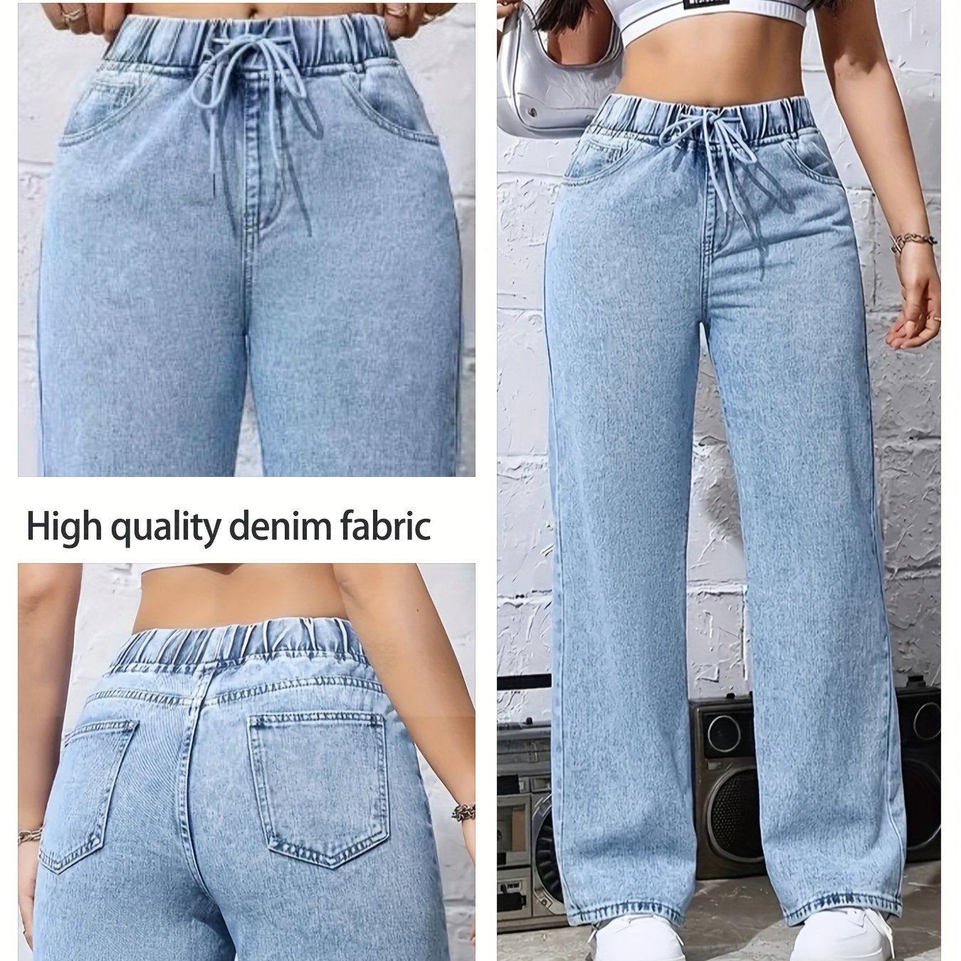 Plus-Size Women’s Drawstring Elastic Loose-Fitting Pants Casual Style