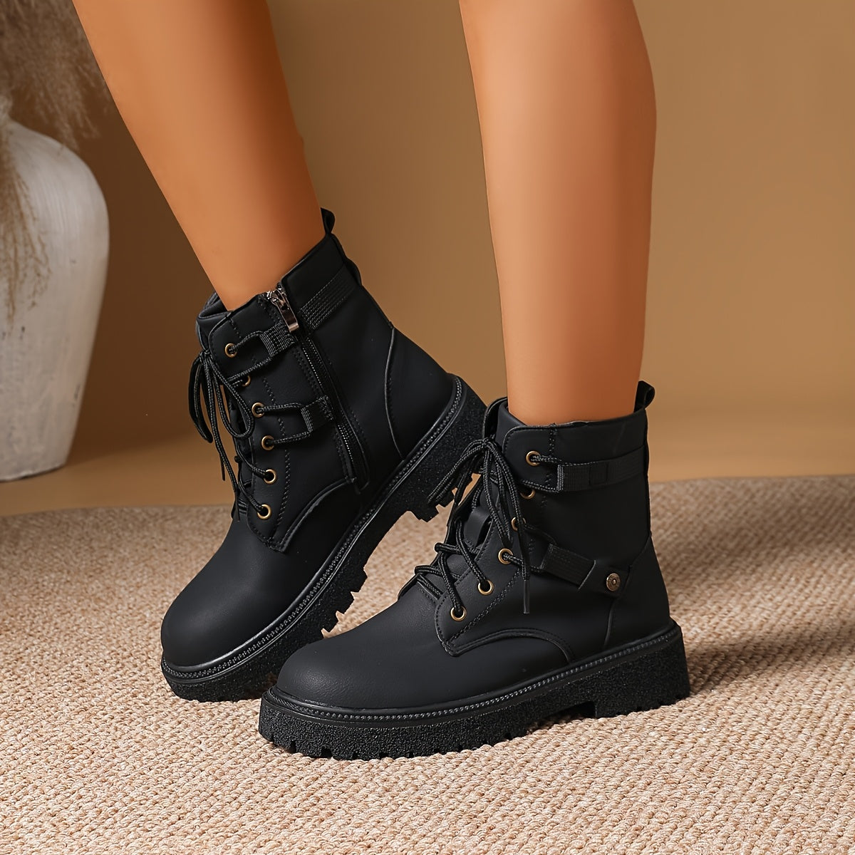 Women's Winter Fleece-Lined Warm Thick-Soled Boots with Side Decoration