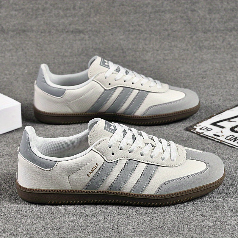 Casual Sneakers for Couples White Gray Striped Mesh Breathable All-Season