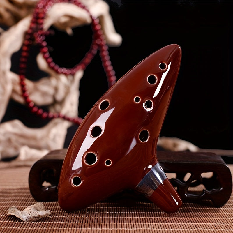 Голубая керамическая окарина с 12 отверстиями, футляром и аксессуарами