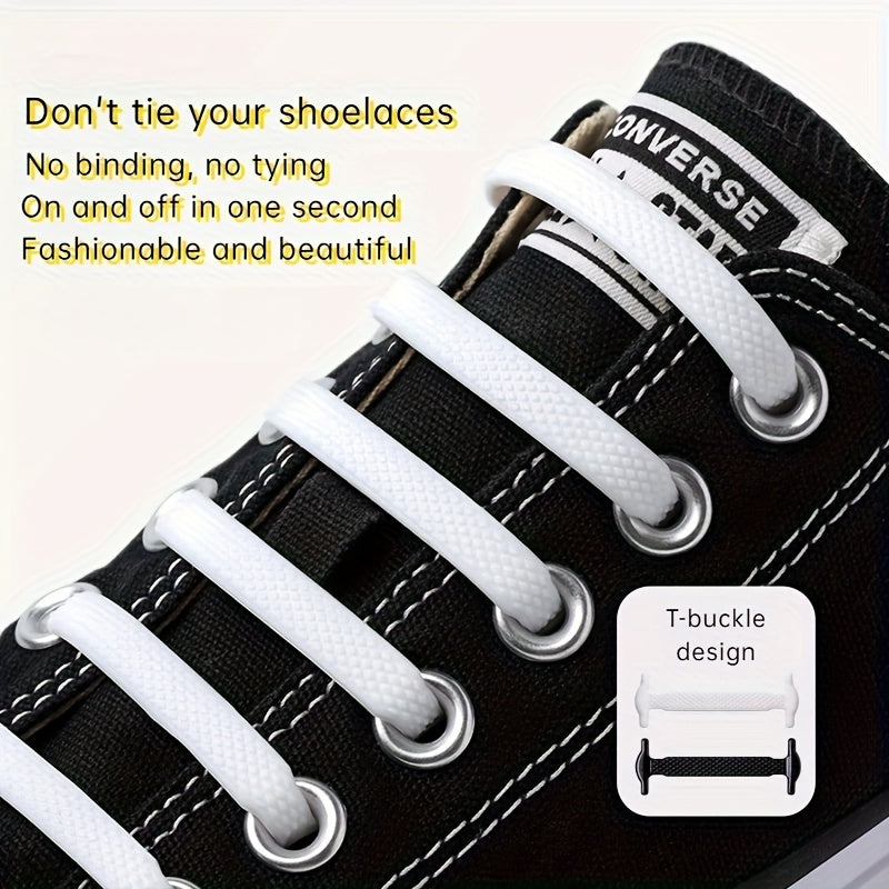 Unisex Silicone No-Tie Shoelaces Set Elastic Quick-Lace for Sneakers