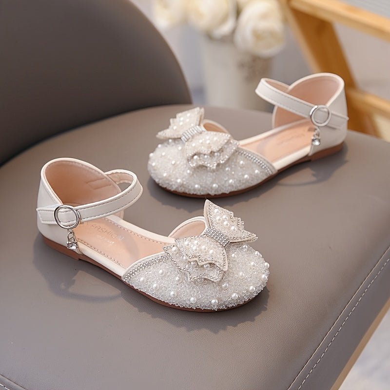Girls' Summer Non-Slip Princess Style Sandals with Bow Rhinestones Lightweight Outdoor Shoes