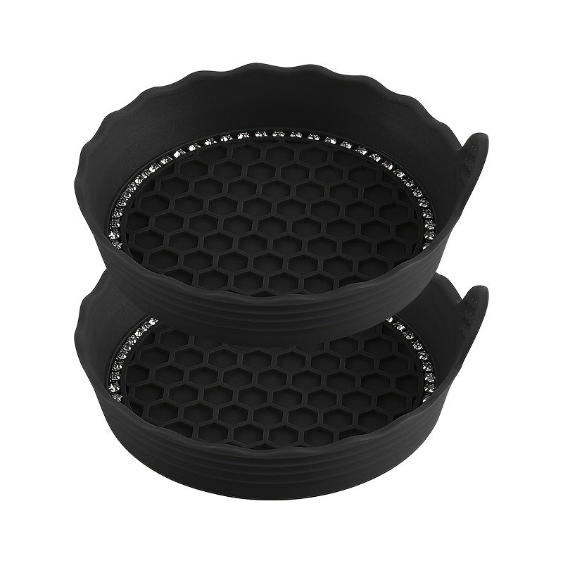 2 Pack Crystal Rhinestone Car Cup Coasters Non-Slip Easy-Clean Drink Holders