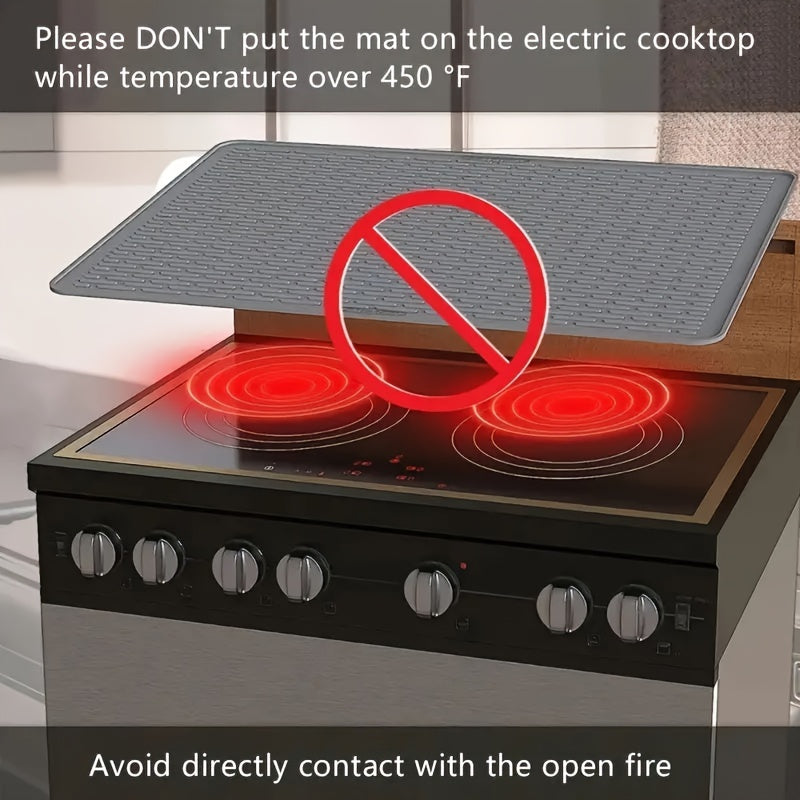 Silicone Stove Top Cover for Ceramic and Glass Cooktops Foldable Kitchen Mat for Drying Dishes and Oven Use