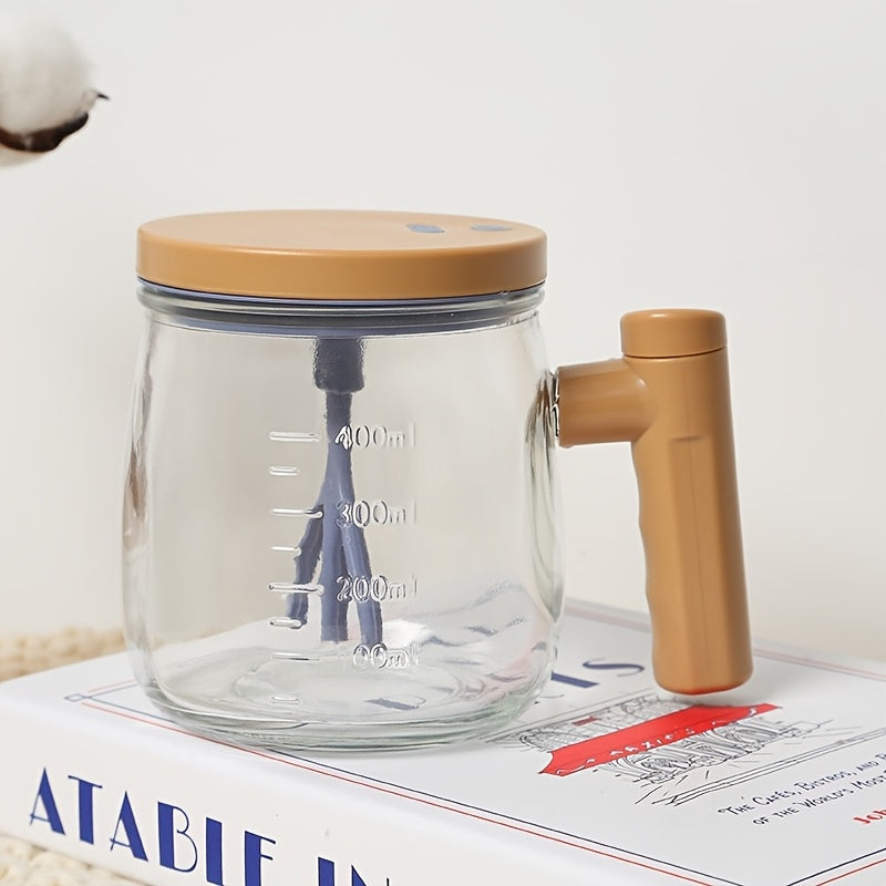 Rechargeable Glass Stirring Cup 13.5oz Self-Stir Coffee Milk Protein Shaker