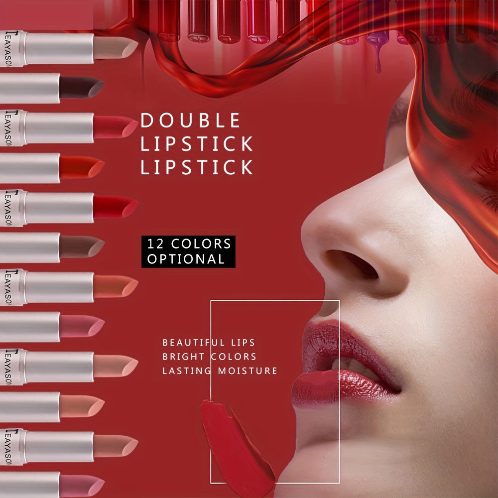 Women’s Dual-Ended Matte Lipstick and Lip Gloss Set Red Nude