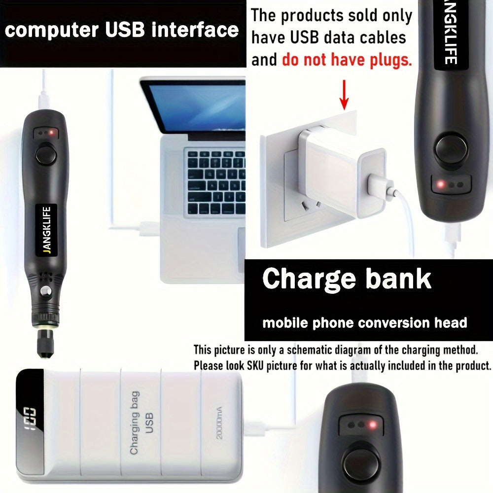 Rotary Tool Kit with 3 Speed USB Rechargeable Battery for DIY Crafts and Home Projects