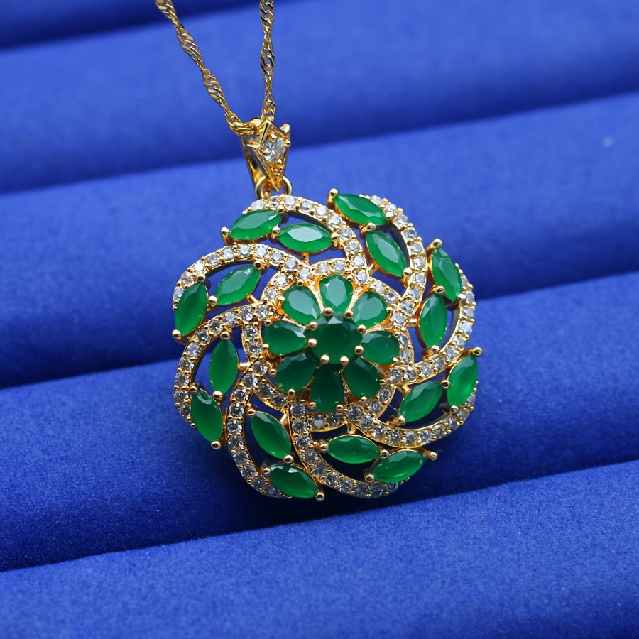 Multicolor Cubic Zirconia Pendant Necklace 18k Gold Plated for Women Weddings Gifts