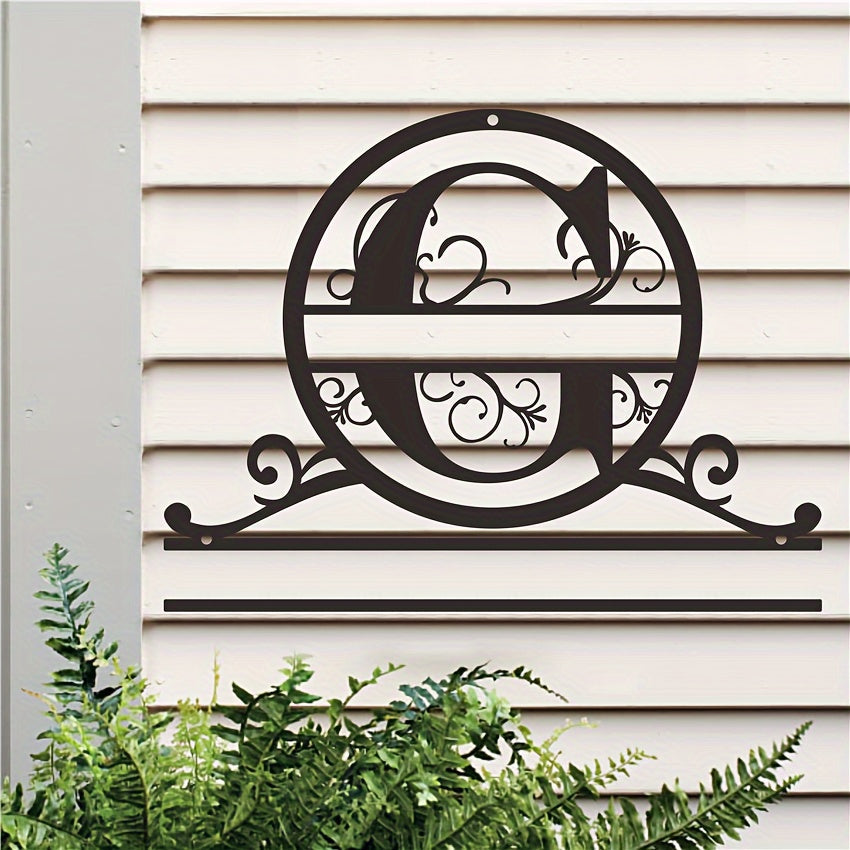 Maxsus metall oilaviy nom yozuvi bilan monogram va familiya, ob-havo sharoitiga chidamli, bardoshli va teksturali yakuniy uchun uy bezaklari