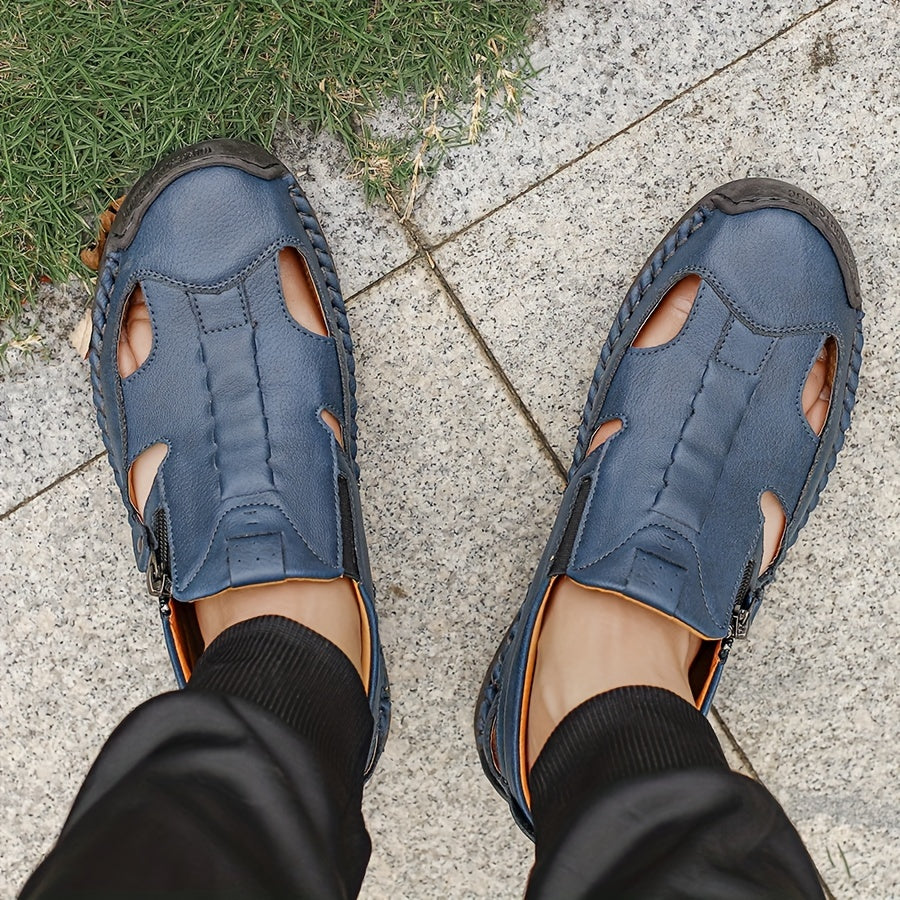 Men's Zip-Up Hiking Sandals Rubber Sole Casual Outdoor Trekking Summer Beach
