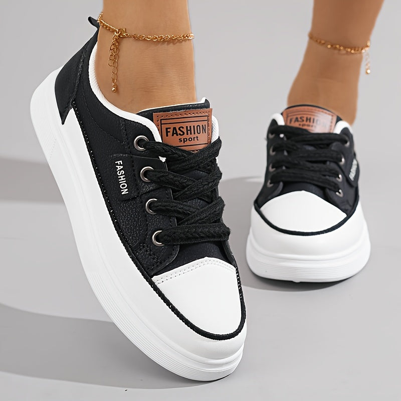 Zapatillas casuales de mujer con estampado de leopardo, con cordones, para todas las estaciones, de caña baja