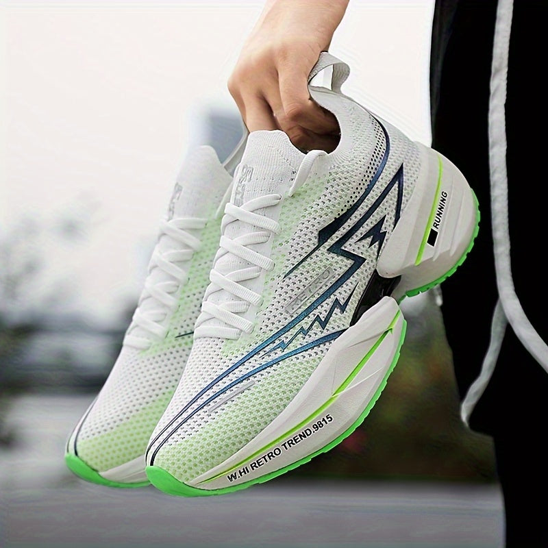 Men's All-Season Breathable Fabric Sneakers with Geometric Letter Print for Casual Running and Skateboarding