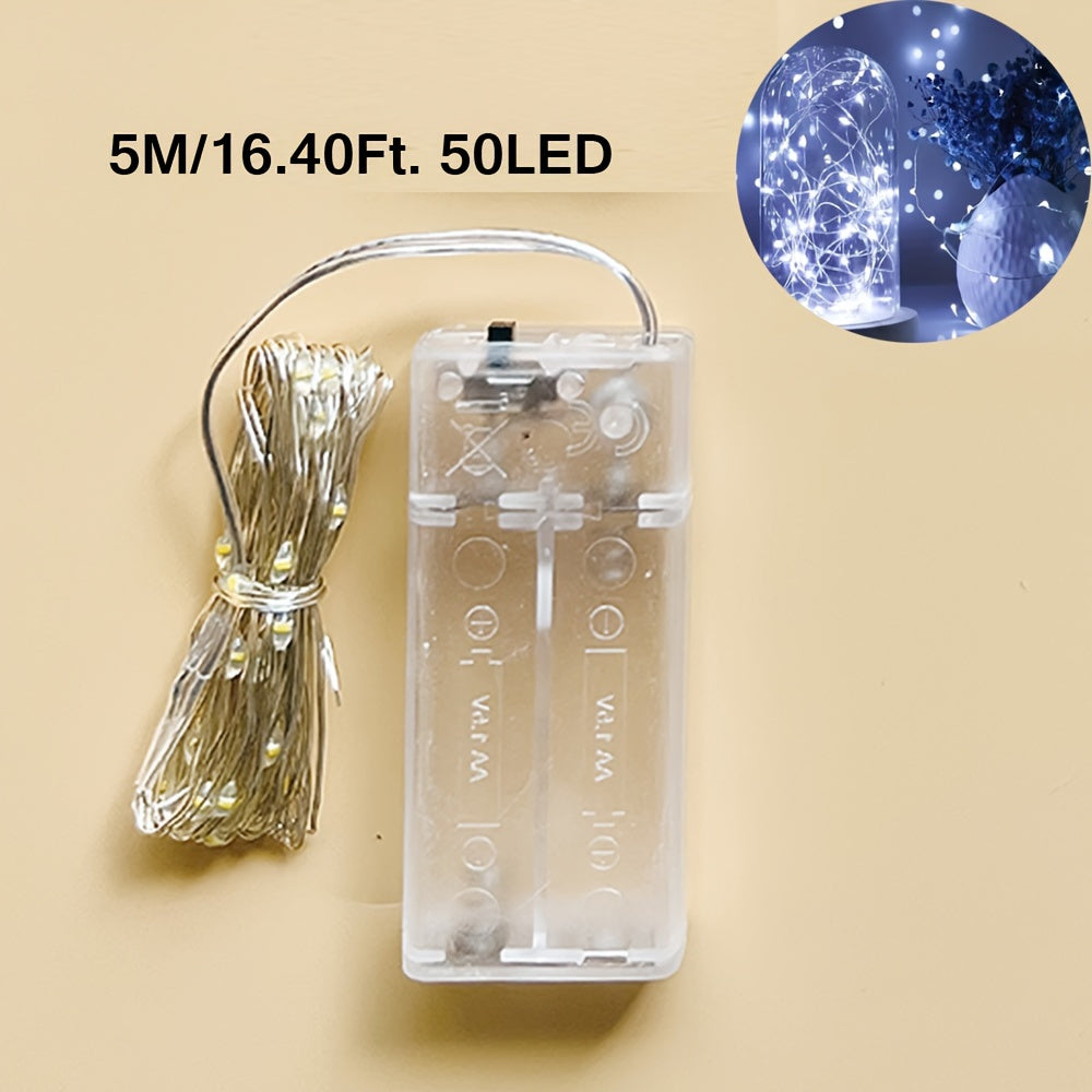 Luces de hadas LED alimentadas por batería, blanco cálido, cable de cobre, luces de cuerda con cielo estrellado para decoración interior