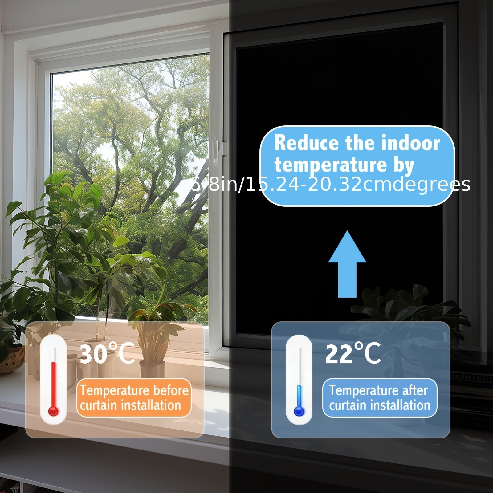 Cortina opaca inalámbrica y portátil con respaldo adhesivo para dormitorio y sala