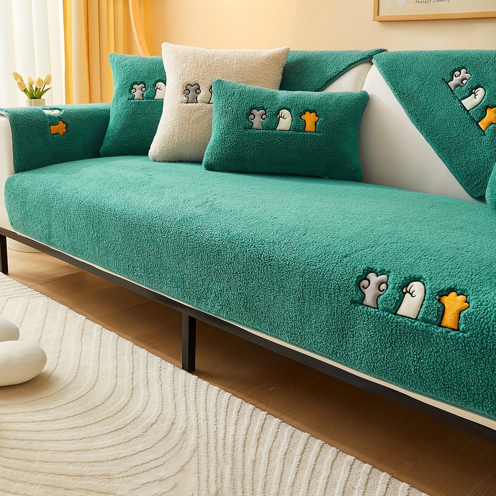 Плюшевый чехол на диван Sherpa, противоскользящий, защитный чехол для мебели для домашних животных для гостиной