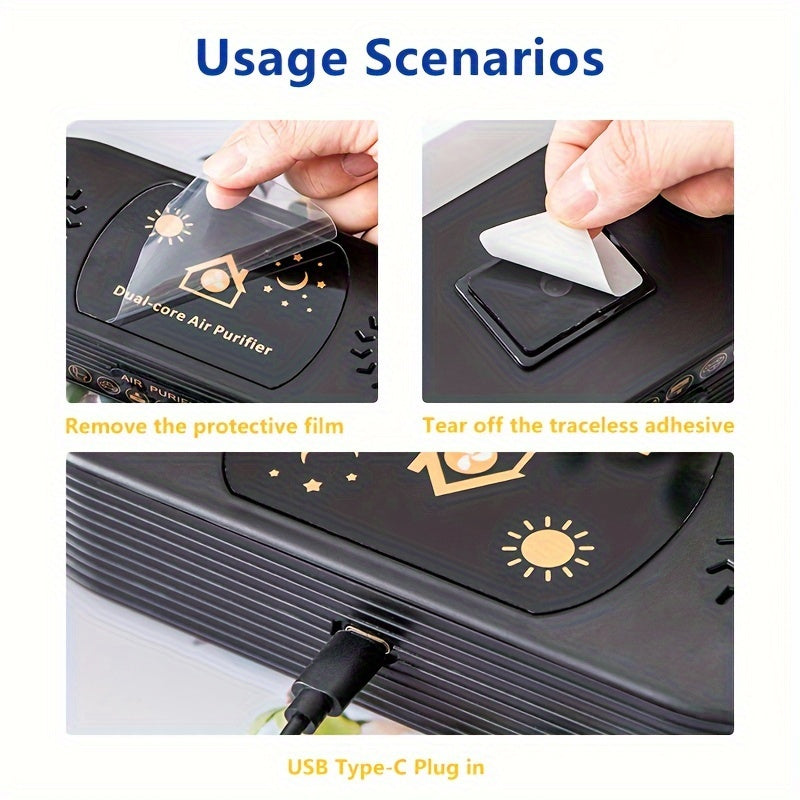 Dual-Core Pet Odor Eliminator Air Purifier USB Powered Quiet Wall-Mount