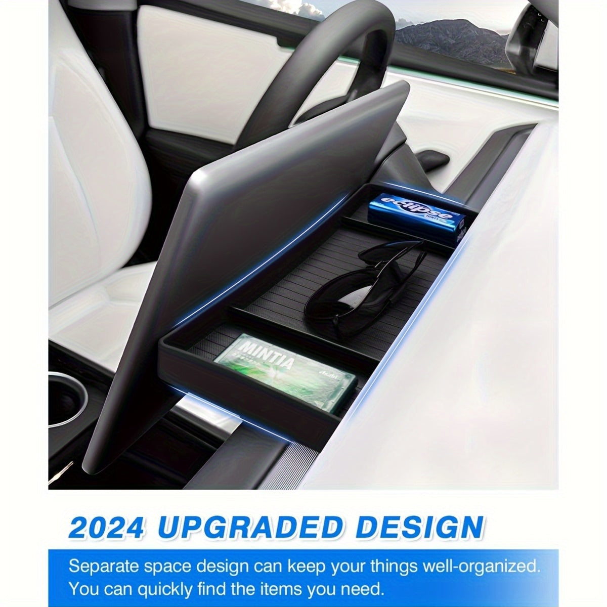 Bandeja organizadora de interior para coche, de TPE negro, para accesorios de almacenamiento Tesla Model 3/Y